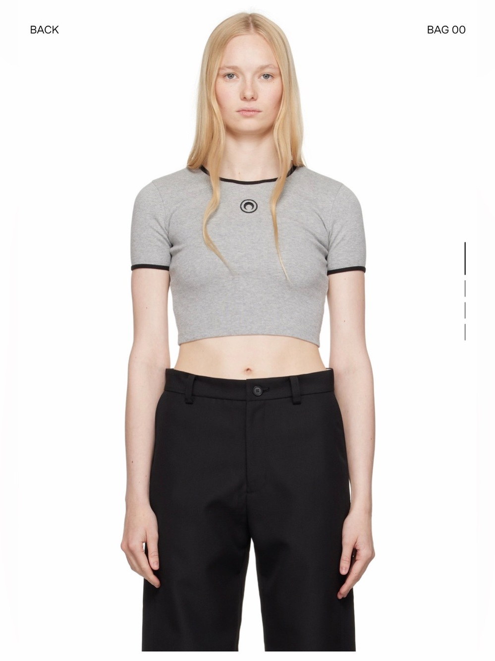 Marine Serre gray moon logo jersey cropped tee tshirt